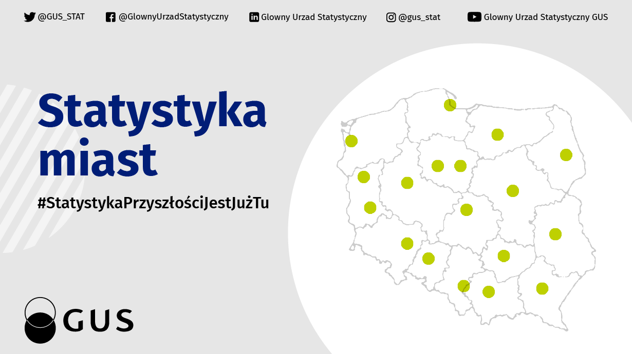 Statystyka miast - grafika z mapą promująca opracowanie