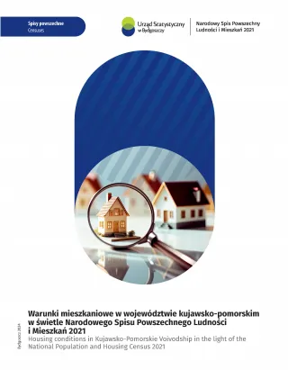 Powiększ obraz: okładka do publikacji pt. NSP 2021. Warunki mieszkaniowe w województwie kujawsko-pomorskim w świetle Narodowego Spisu Powszechnego Ludności i Mieszkań 2021